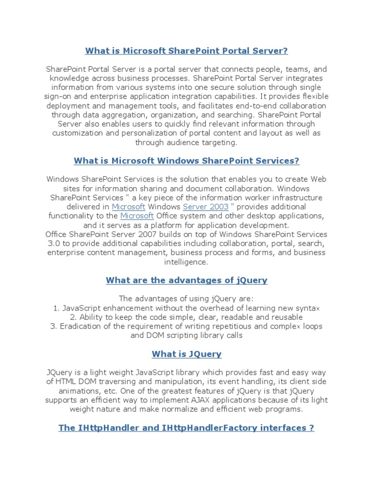 What Is Microsoft Sharepoint Portal Server? | PDF | Share Point ...