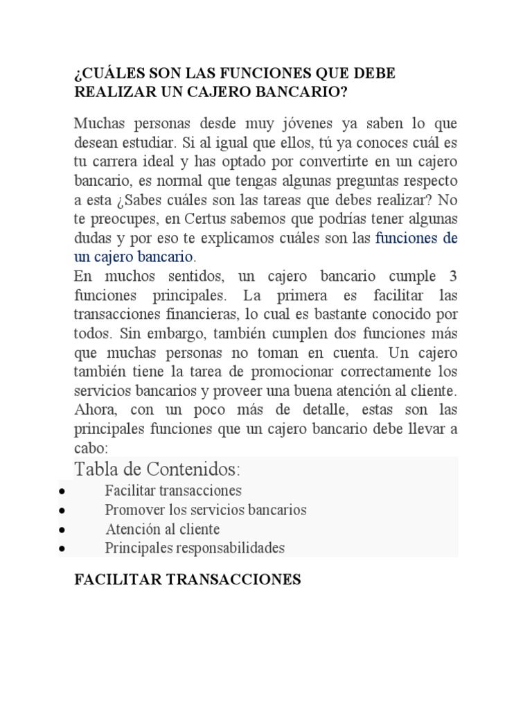 Funciones de un Cajero Bancario | PDF | Bancos | Cliente