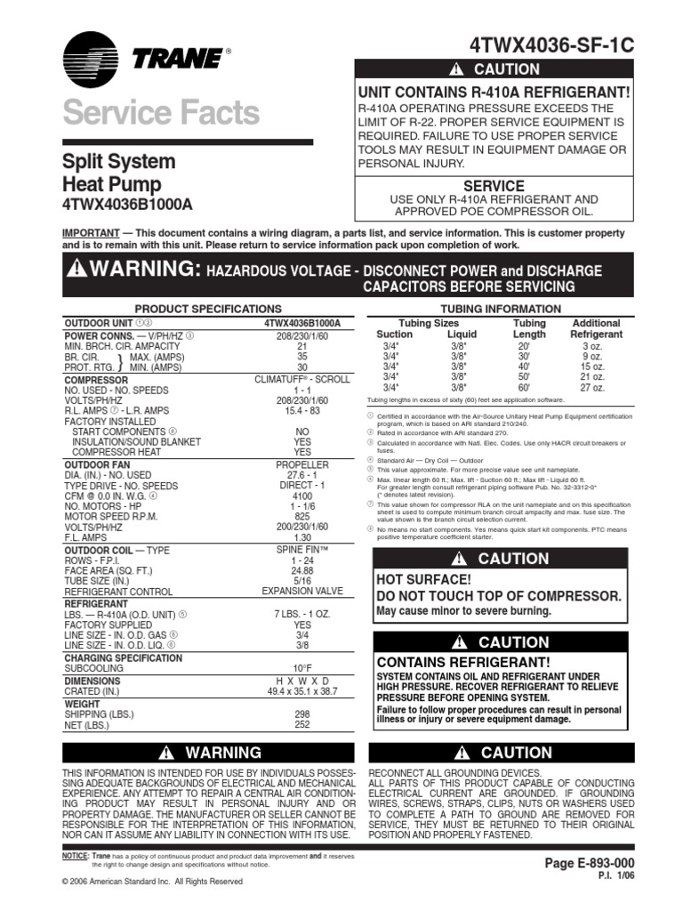 4TWX4036 Service Facts | PDF | Equipment | Mechanical