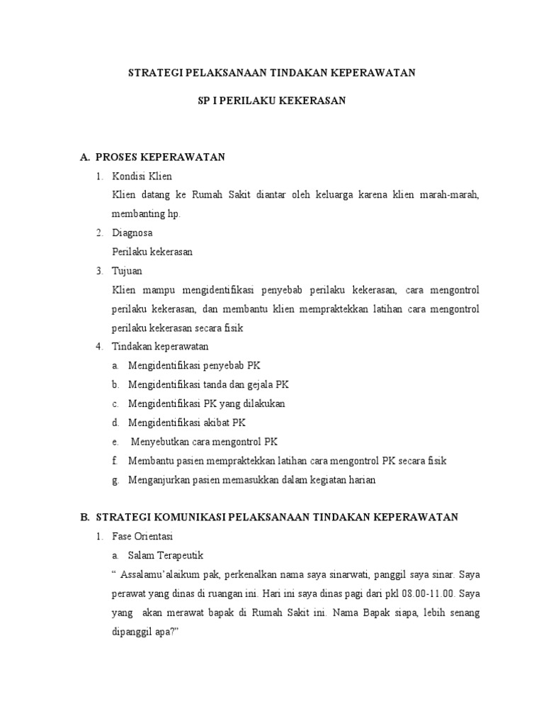 Strategi Keperawatan Perilaku Kekerasan | PDF | Pengembangan Diri