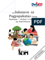 Edukasyon Sa Pagpapakatao: Unang Markahan - Modyul 3: Paggamit NG Impormasyon