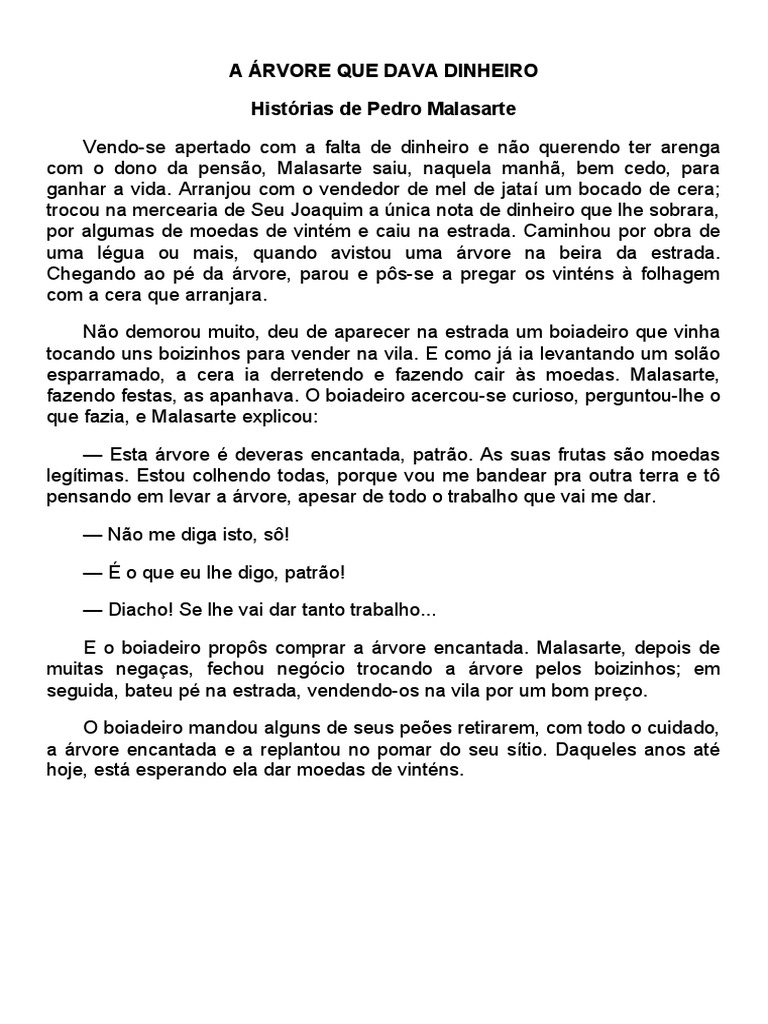 A Árvore Que Dava Dinheiro | PDF | Dinheiro