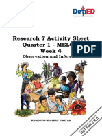 L A S - S Ci: Research 7 Activity Sheet Quarter 1 - MELC 5 Week 4