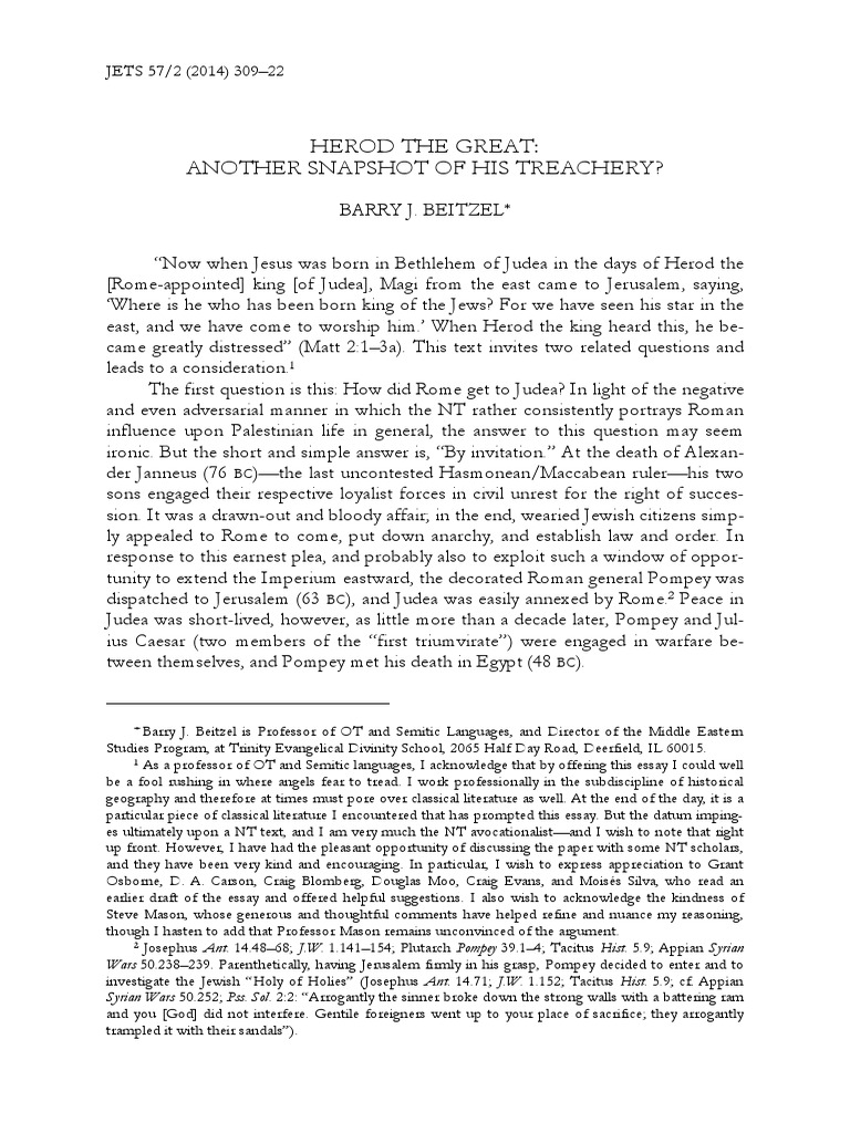 Herod The Great Another Snapshot of His Treachery? | PDF | Herod The Great
