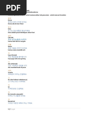 Kelas Bahasa Korea - 20.000 Kosakata | Pdf
