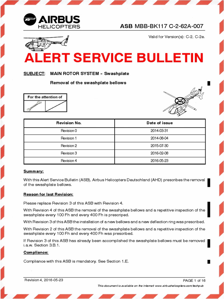 Alert Service Bulletin ASB MBBBK117 C262A007 PDF Bearing