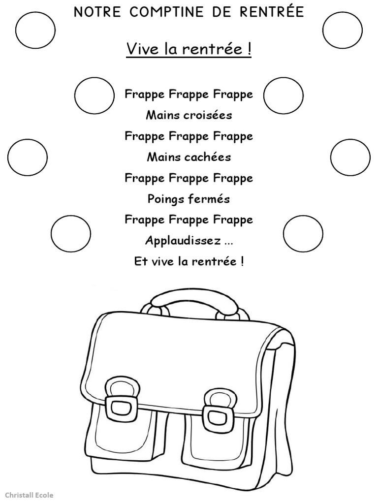 Cahier de Vie - Comptine Rentree - Blog | PDF