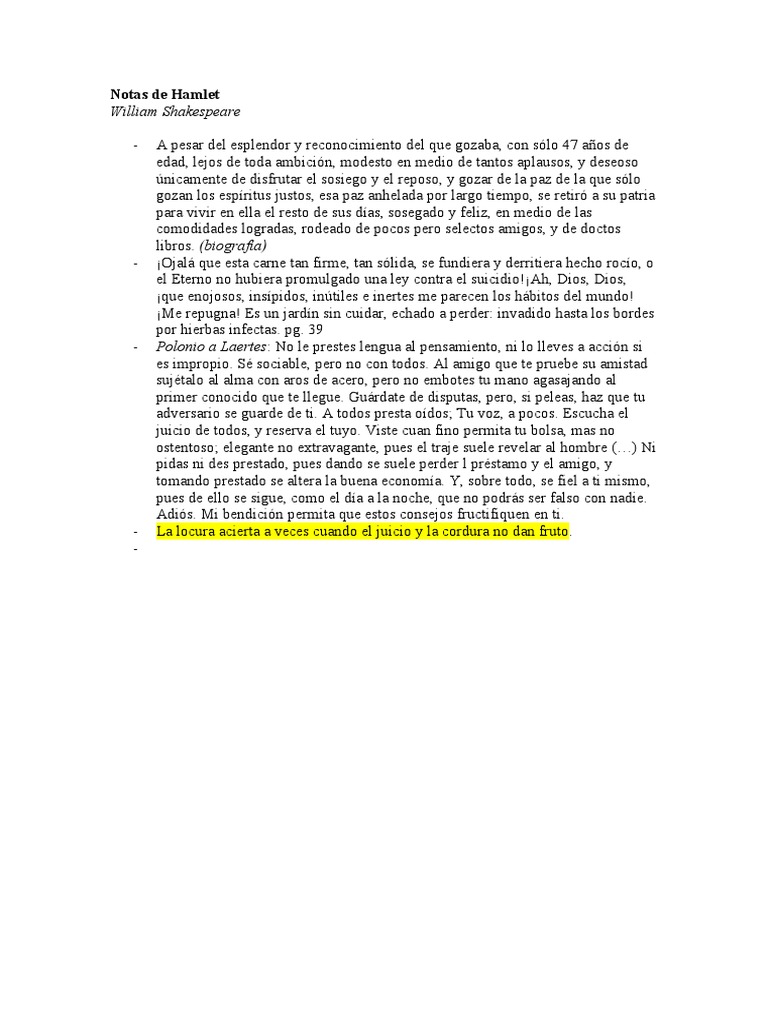 Notas de Hamlet | PDF