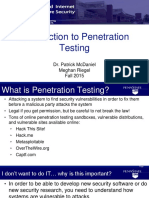 Introduction To Penetration Testing: Dr. Patrick Mcdaniel Meghan Riegel Fall 2015