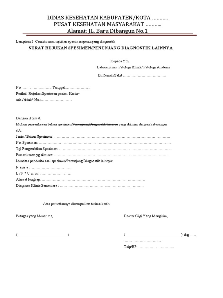Surat Rujukan Spesimen Diagnostik | PDF