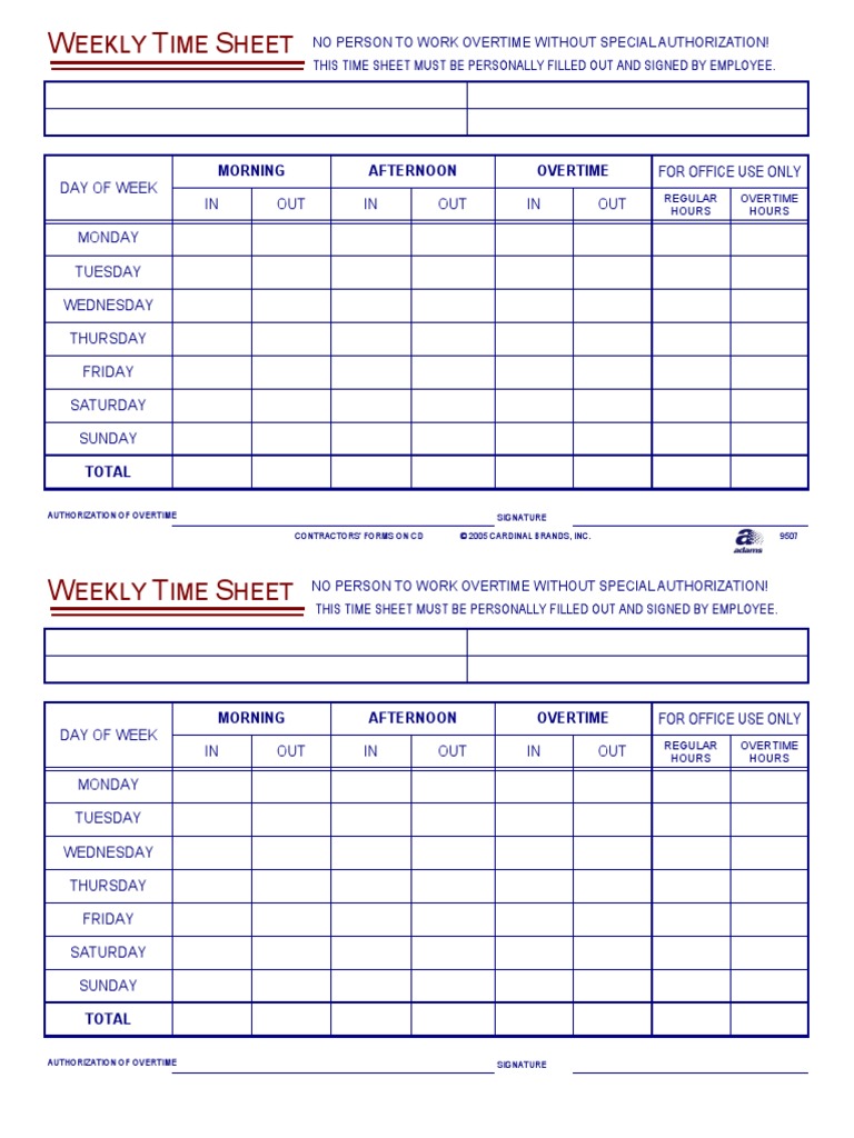 Weekly Time Sheet | PDF