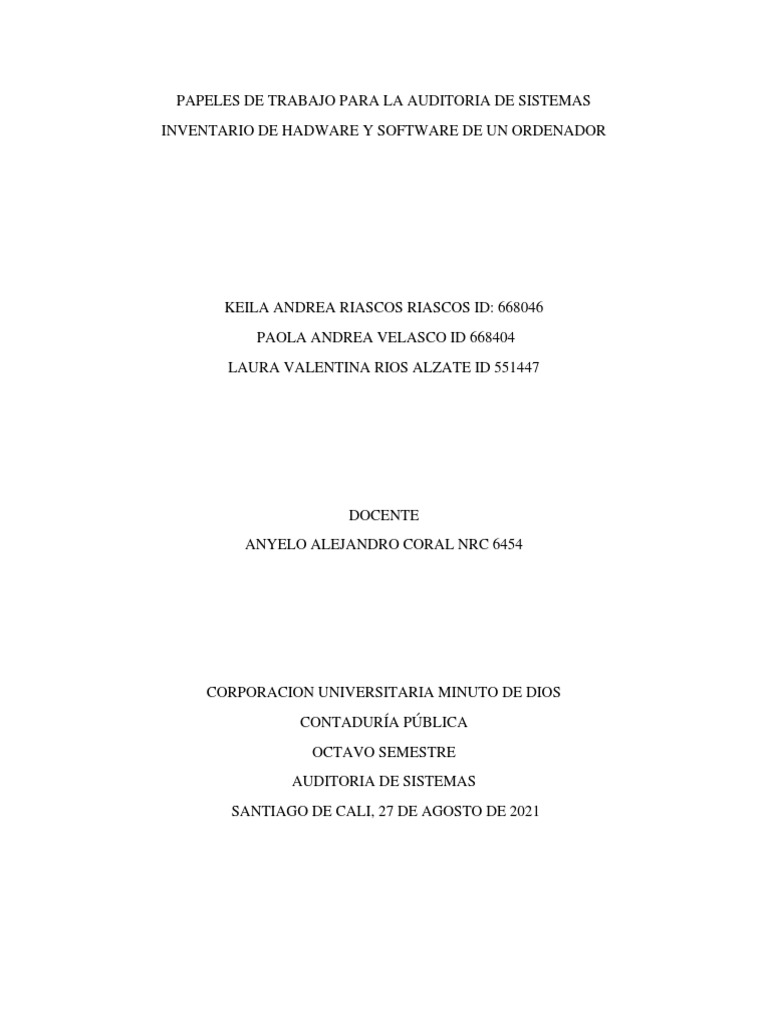 Auditoría de Sistemas: Inventario de Hardware y Software | PDF ...