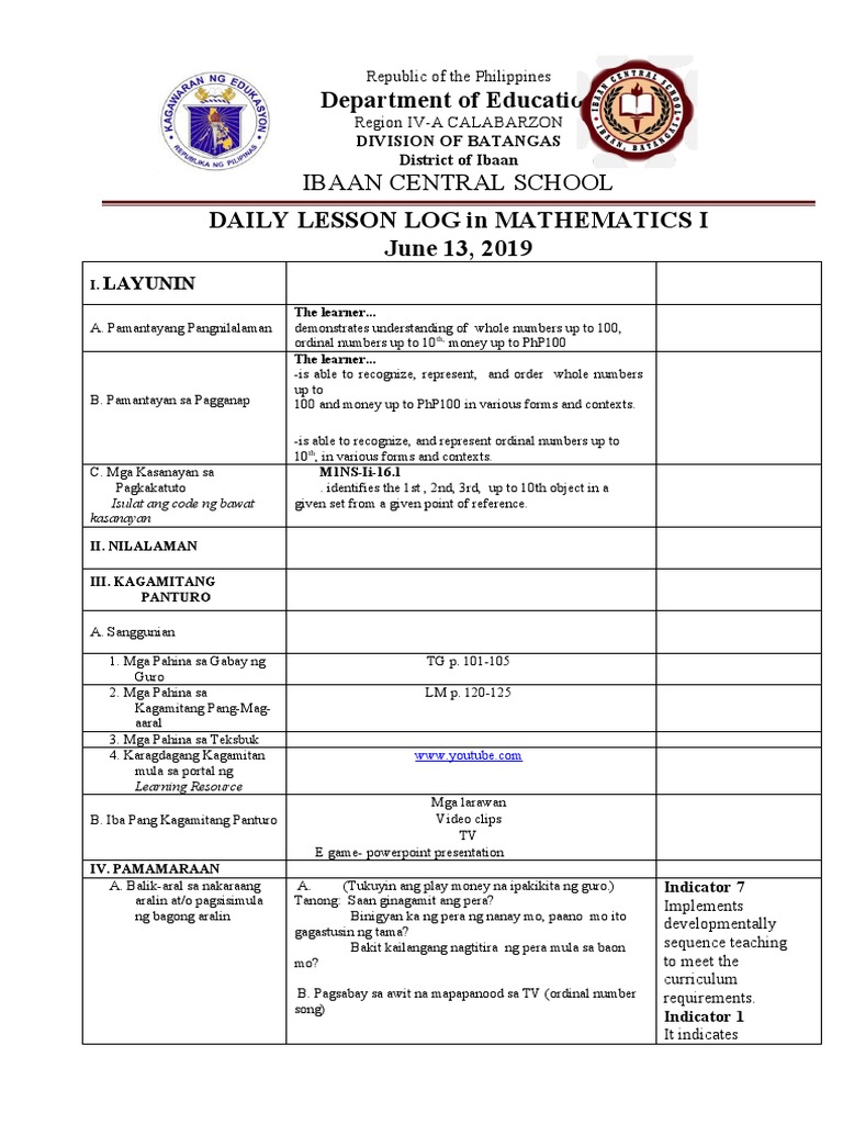 Cot Math 1 Q1 | PDF