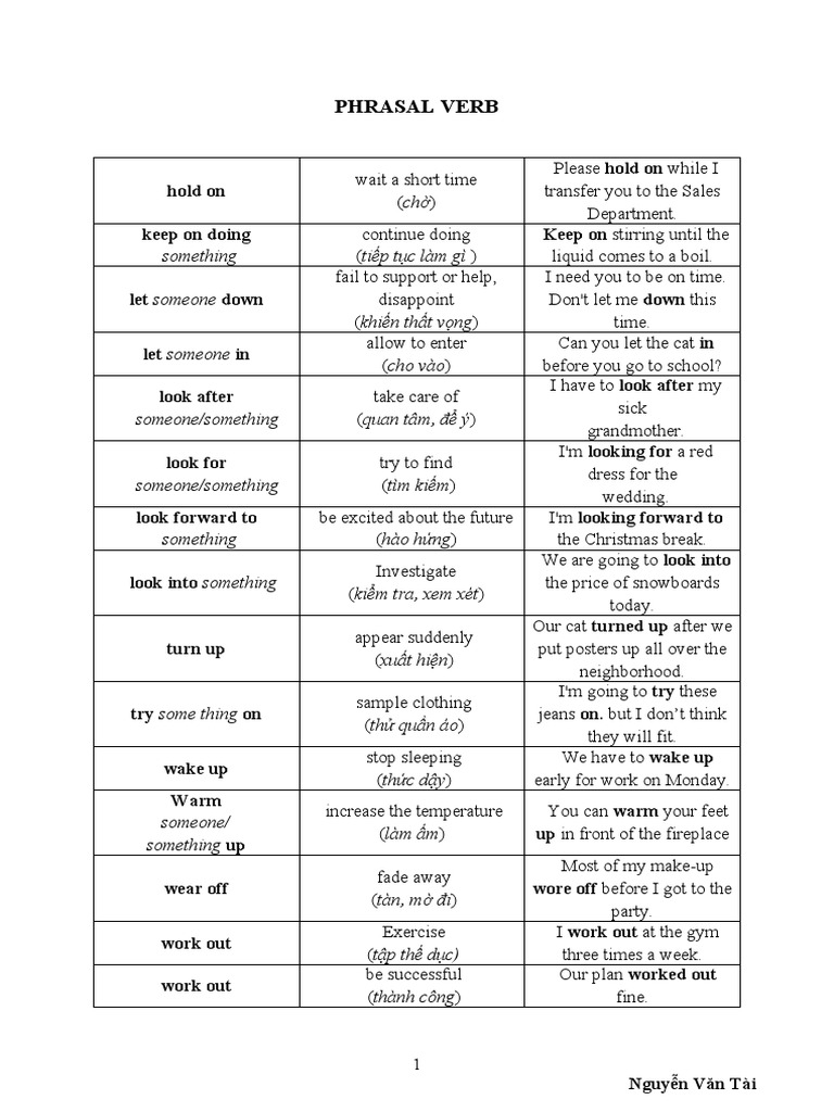 Phrasal Verbs: A Guide to Common English Phrasal Verbs and Their ...