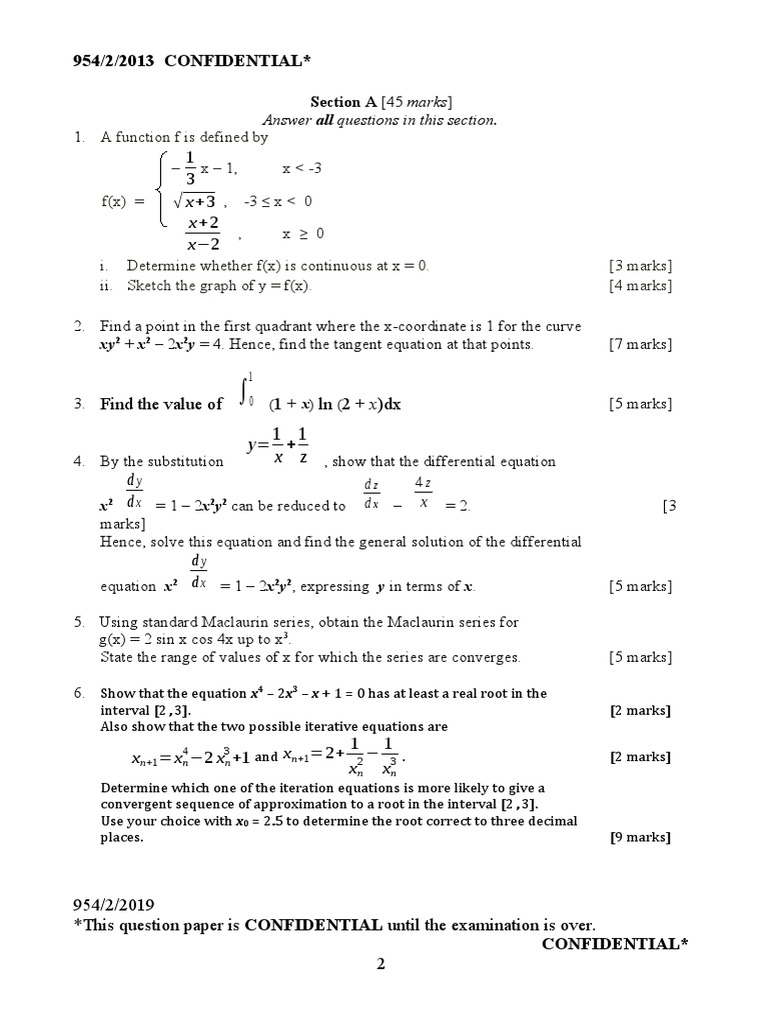 SMJK Jit Sin Mathematics Exam Paper | PDF | Power Series | Equations