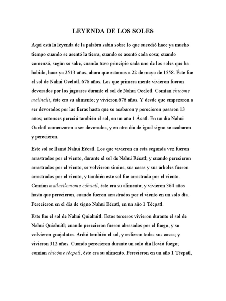 Leyenda de Los Soles PDF Mesoamérica azteca