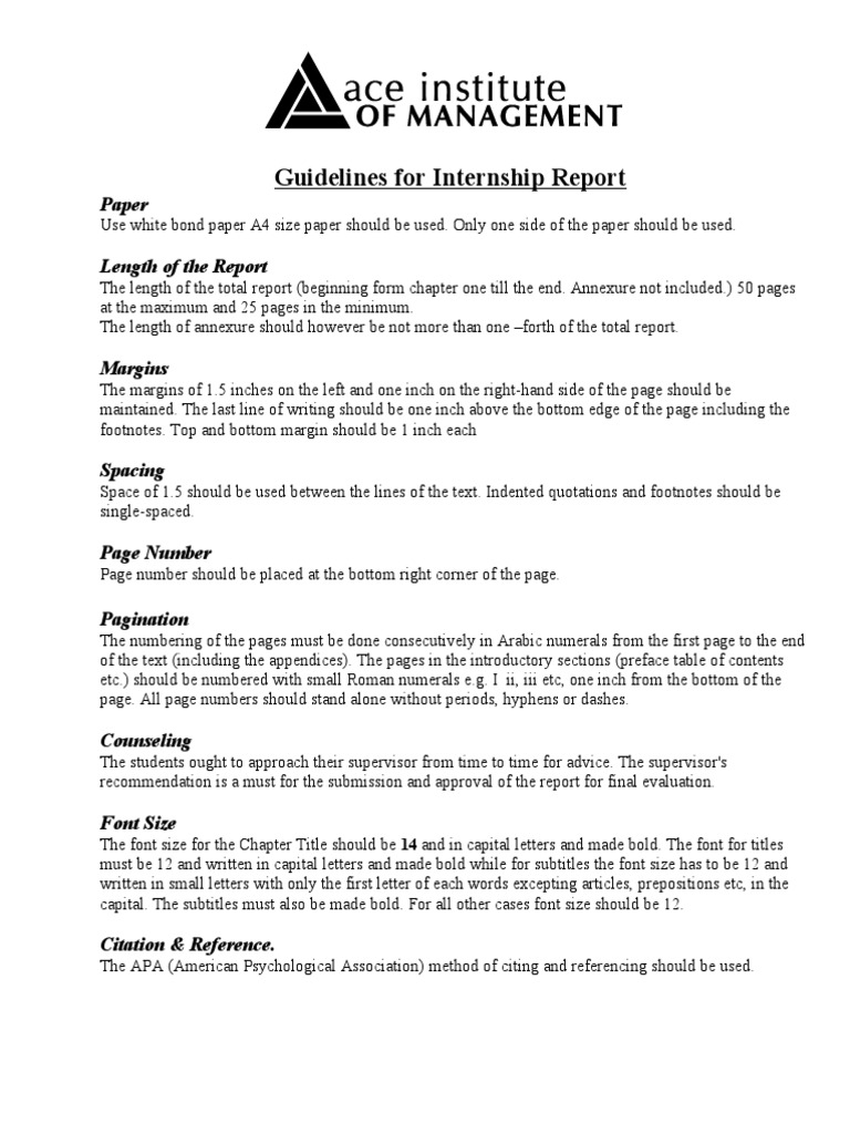 Internship Report Formatting Guidelines | PDF | Typefaces | American ...