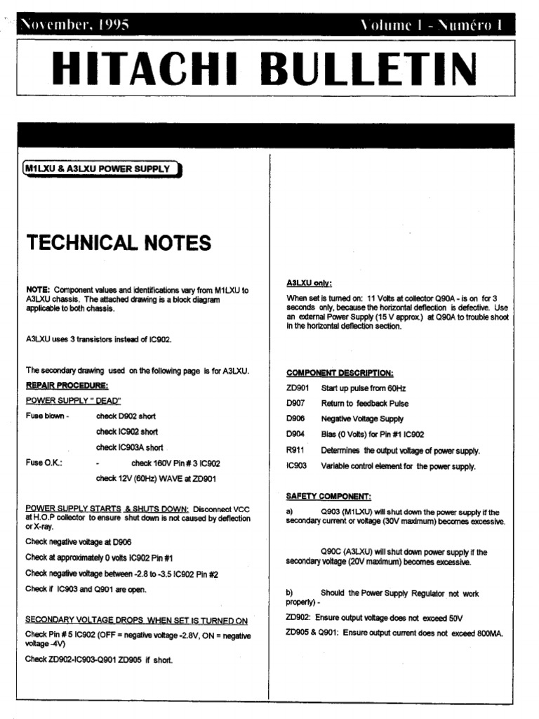 Hitachi TV Service Bulletins 1 | PDF