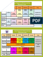 Class Program For Modular Learning Elementary Level