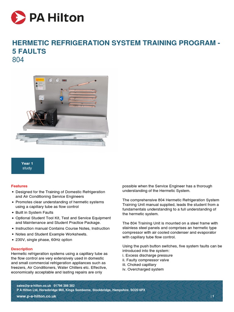 804-Hermetic Refrigeration System Training Program - 5 Faults | PDF ...