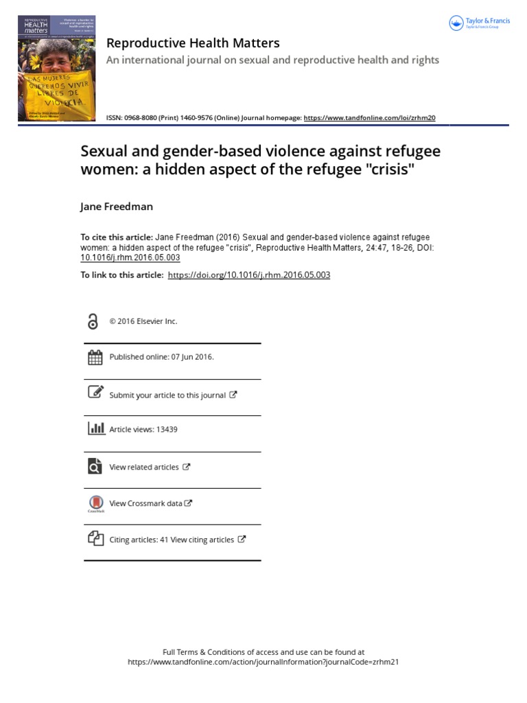 Sexual and Gender Based Violence Against Refugee Women A Hidden Aspect ...