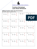 Fractions Worksheet Answer Sheet #6420235: Adding Fractions With Like Denominators