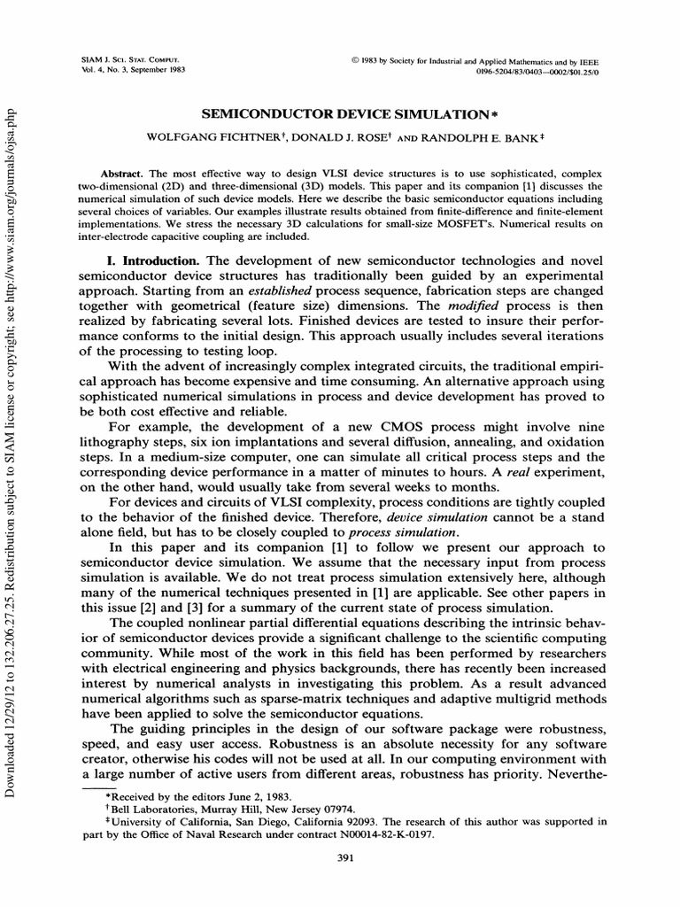Semiconductor Device Simulation PDF Semiconductors Simulation