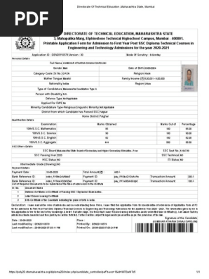 Form-Directorate of Technical Education ,Maharashtra State, Mumbai