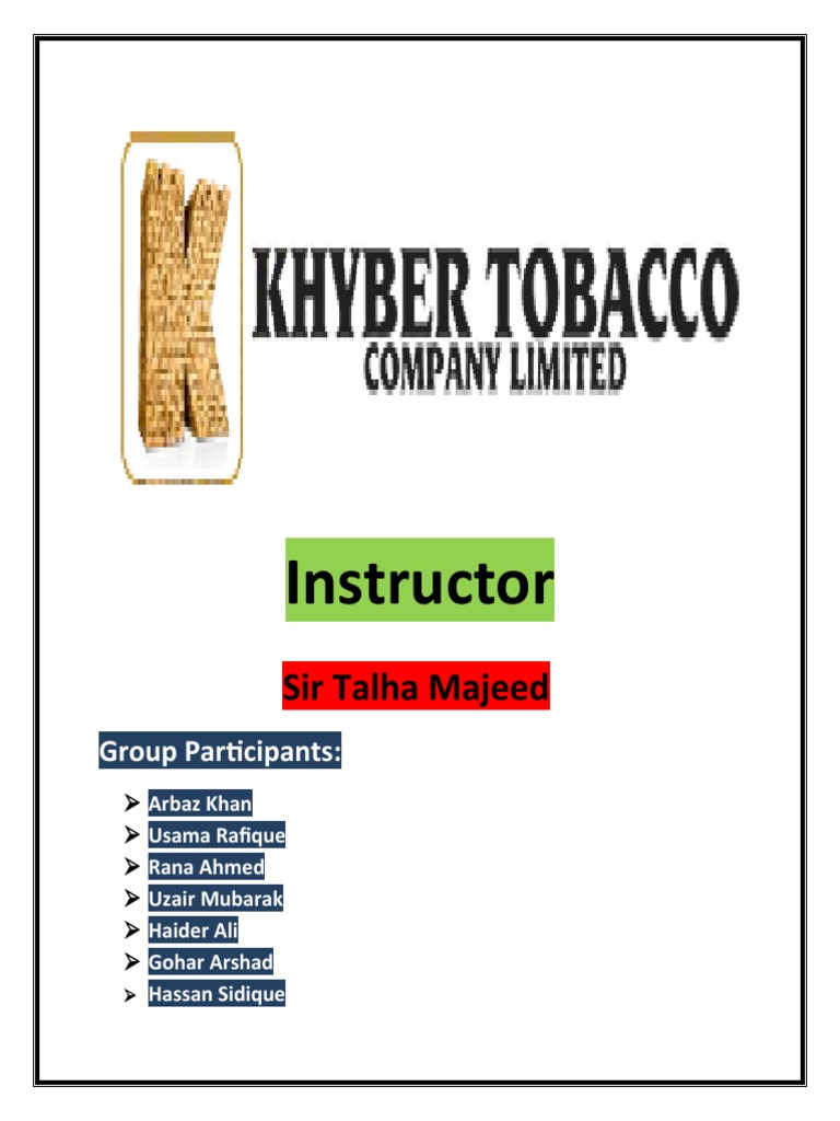 khyber tobacco company Khyber Tobacco Company Financial Analysis | PDF | Internal Rate Of Return