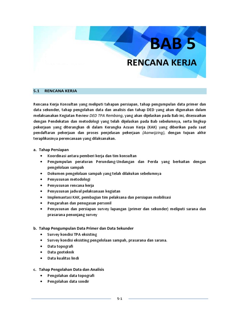 Rencana Kerja Review DED TPA Rembang | PDF