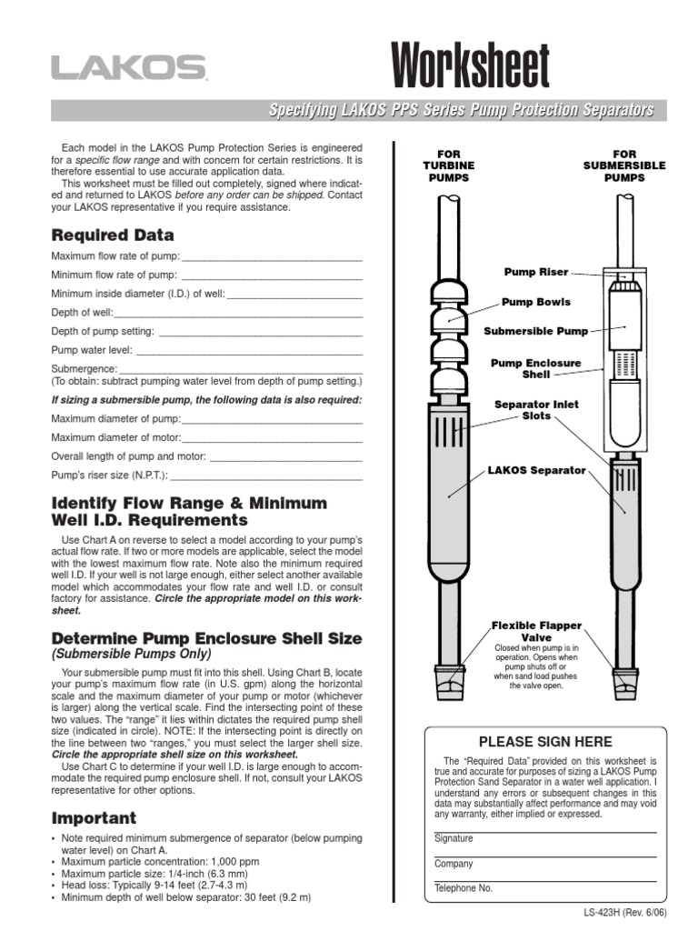 Worksheet Required Data PDF Pump Flow Measurement