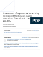 Assessment of Argumentative Writing and Critical Thinking in Higher Education: Educational Correlates and Gender..