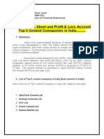 ..Balance Sheet and Profit & Loss Account Top 5 Cement Comapanies in India .