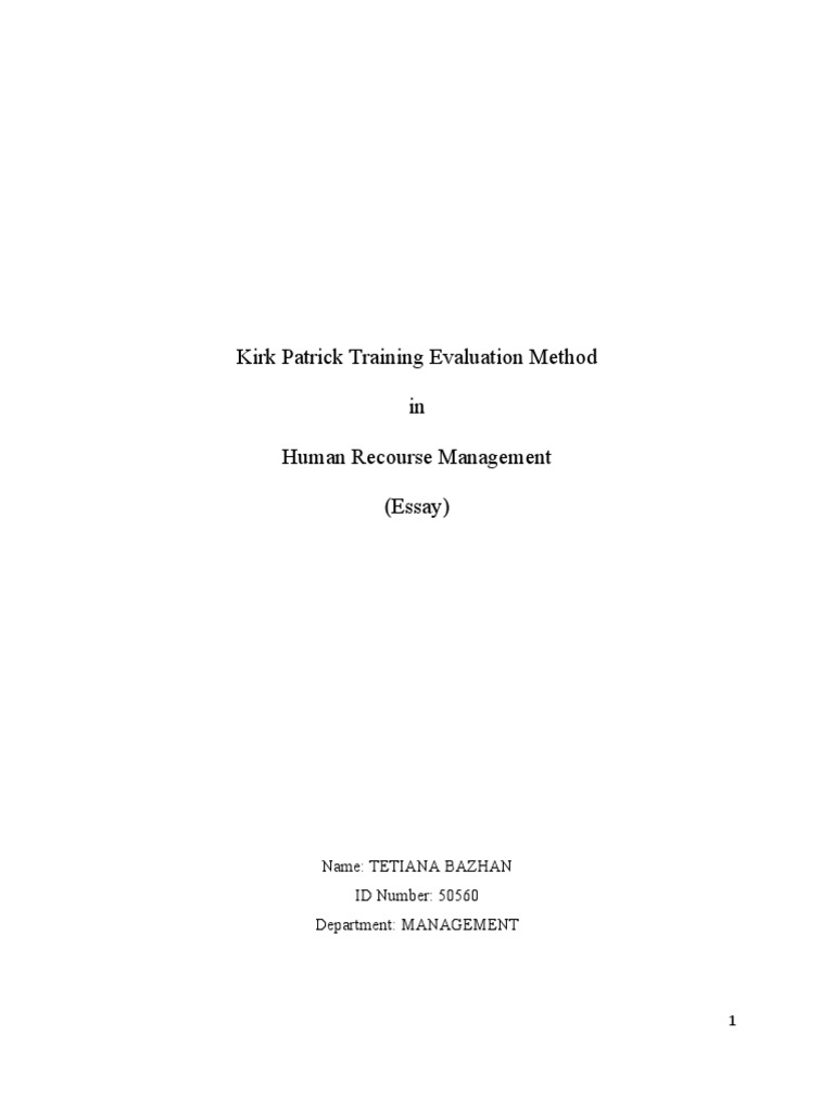 Kirkpatrick Training Evaluation Overview | PDF | Learning | Evaluation