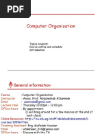 Computer Organization: Topics Covered: Course Outline and Schedule