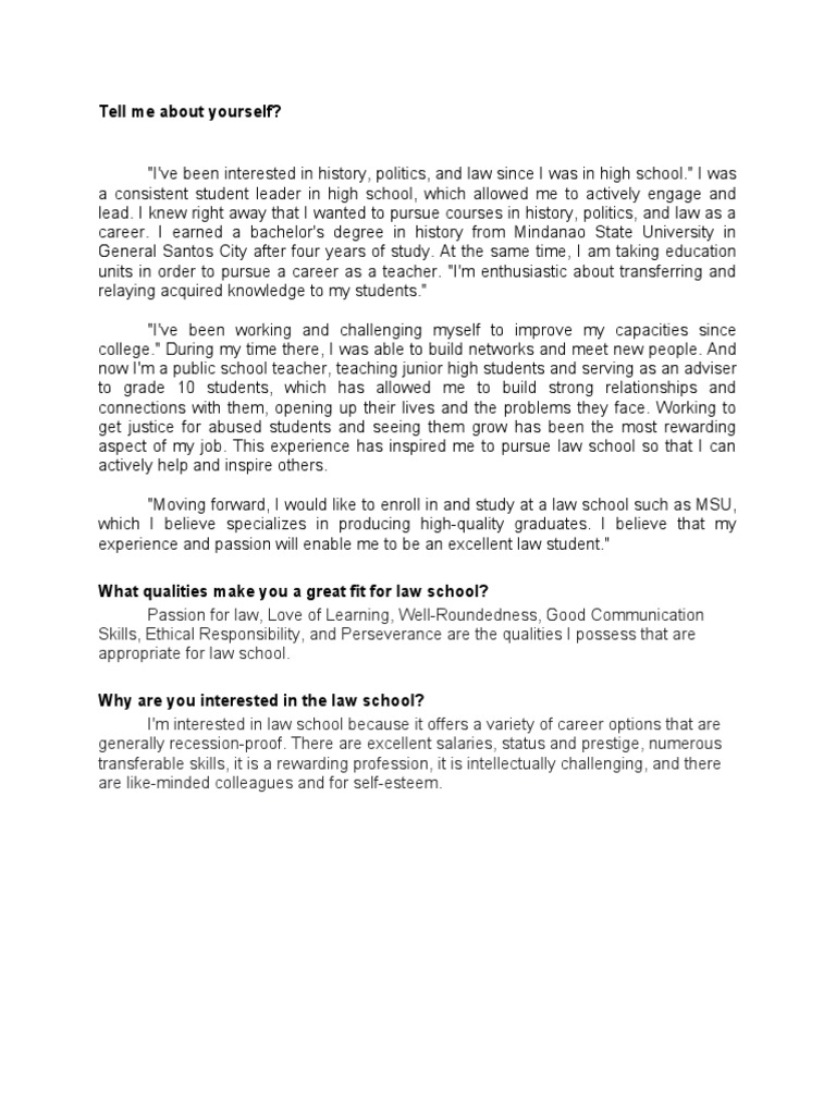 Law School Interview | PDF