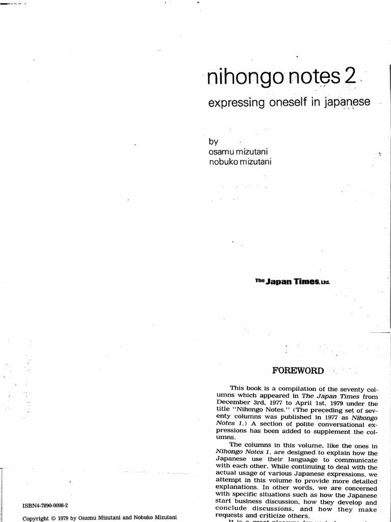 Nihongo Notes 02 - Expressing Oneself in Japanese - 4789000982 | PDF ...
