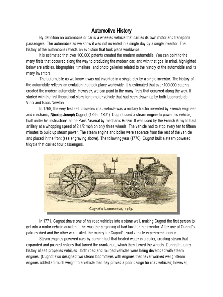 Automotive History: Evolution of the Car | PDF | Engines | Car