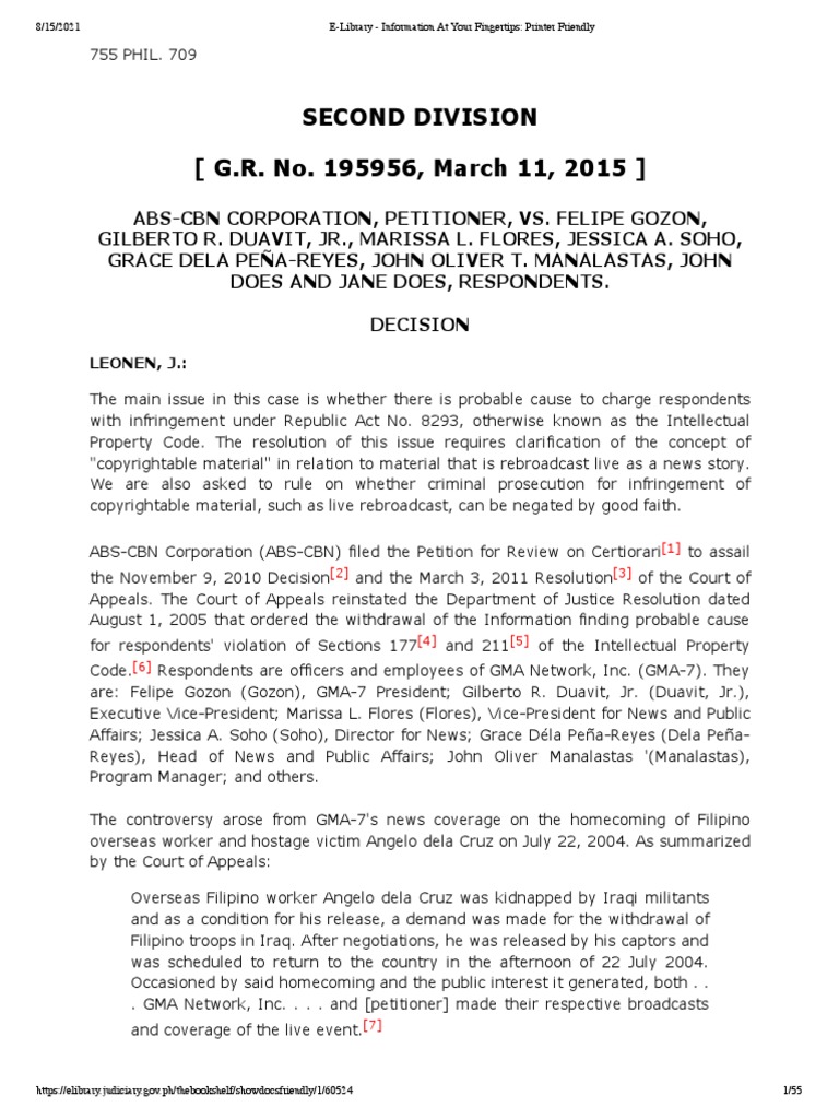 82 AbsCbn Vs Gozon 2015 PDF Prosecutor Probable Cause