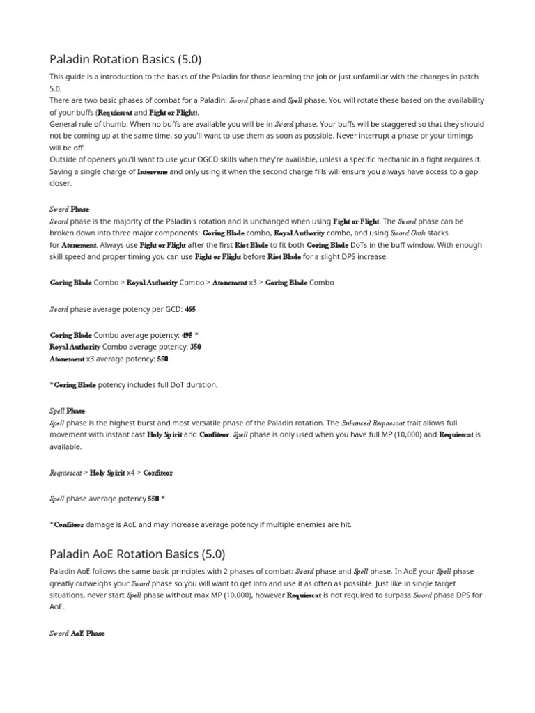 Paladin Rotation Basics (5.0) Sword PDF