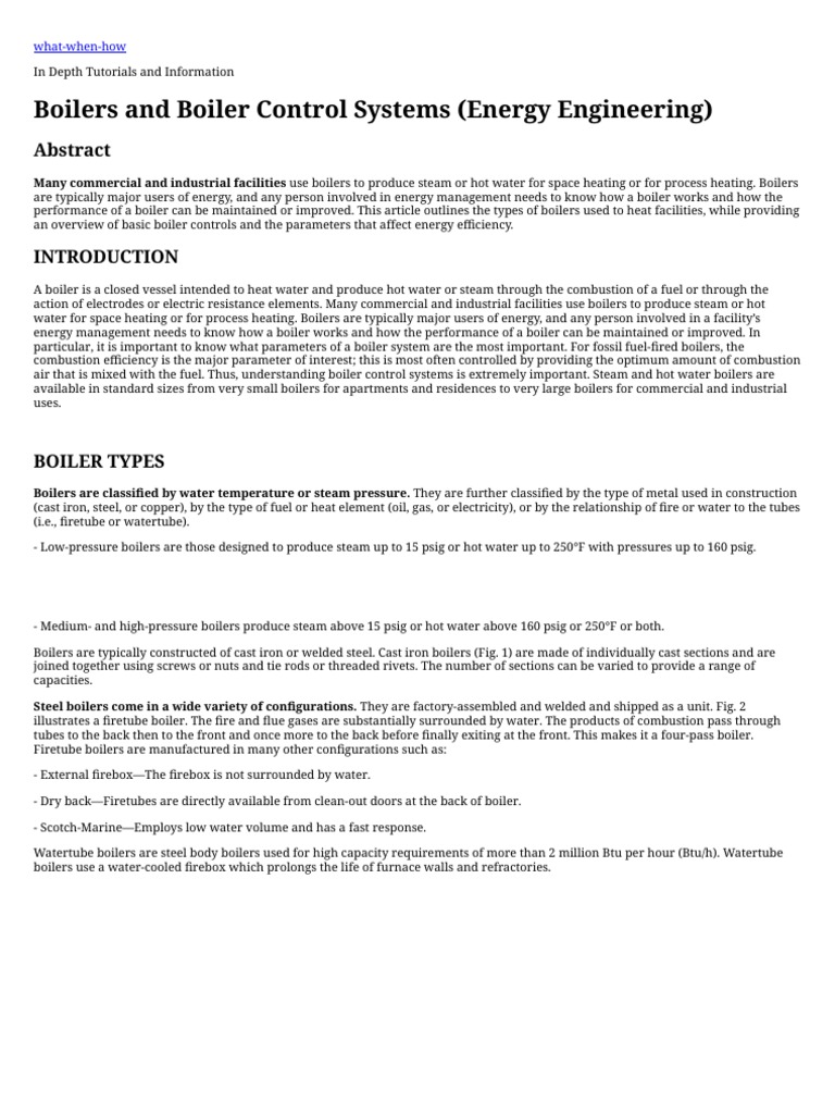 Boilers and Boiler Control Systems (Energy Engineering) | PDF | Boiler ...