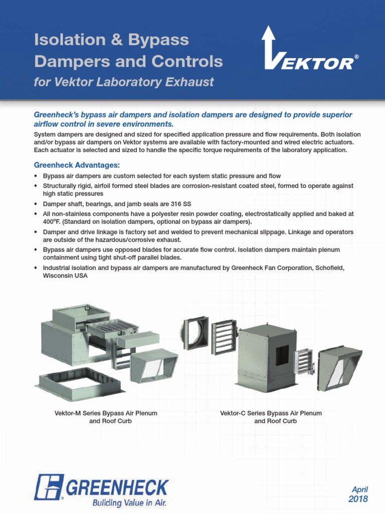 Isolation & Bypass Dampers and Controls For Vektor Laboratory Exhaust