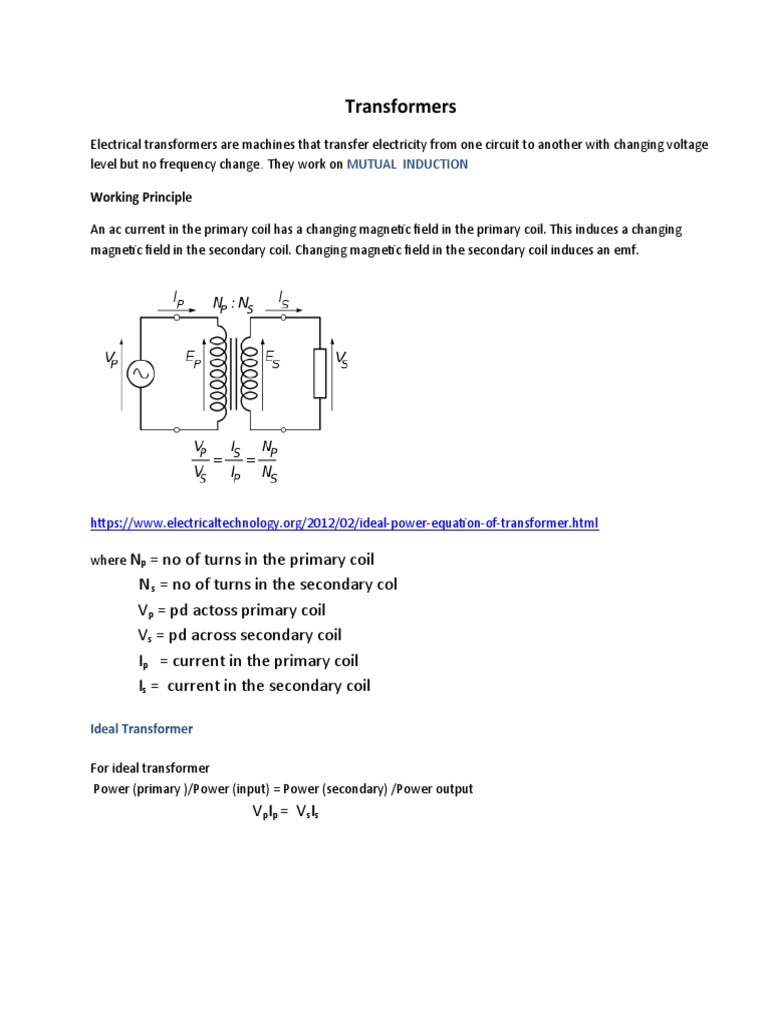 Transformers Notes | PDF | Transformer | Inductor