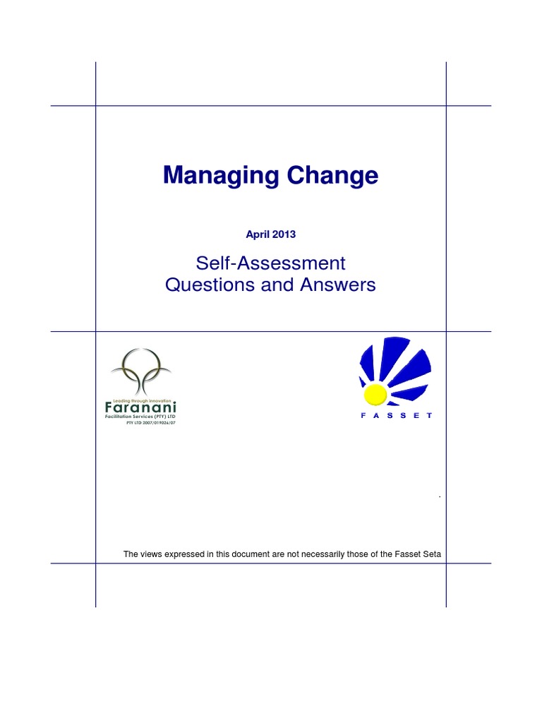 Managing Change SelfAssessment Questions and Answers PDF Value