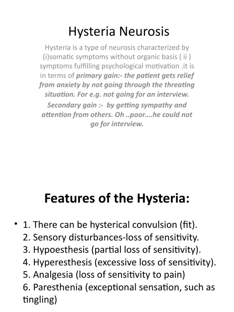 Hysteria Neurosis PDF Dissociation (Psychology) Hysteria