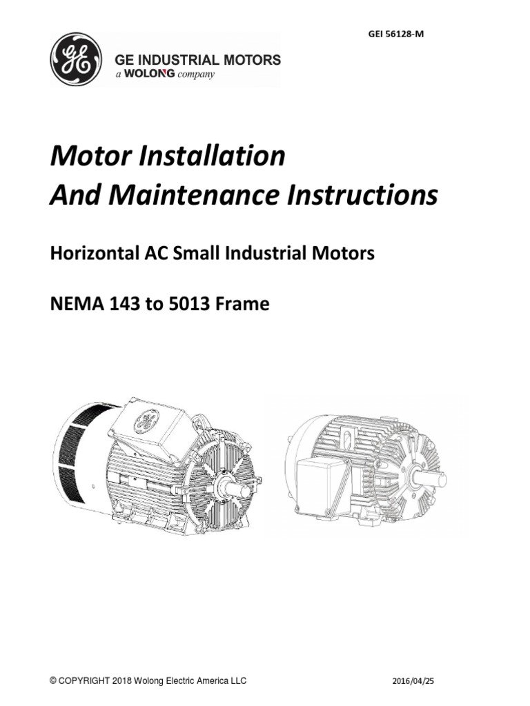 GE Motor Maintenance Manual PDF Belt (Mechanical) Electric Motor