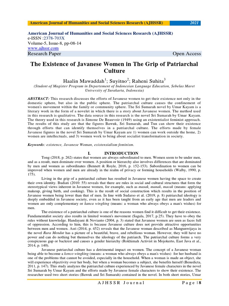 The Existence of Javanese Women in The Grip of Patriarchal Culture ...