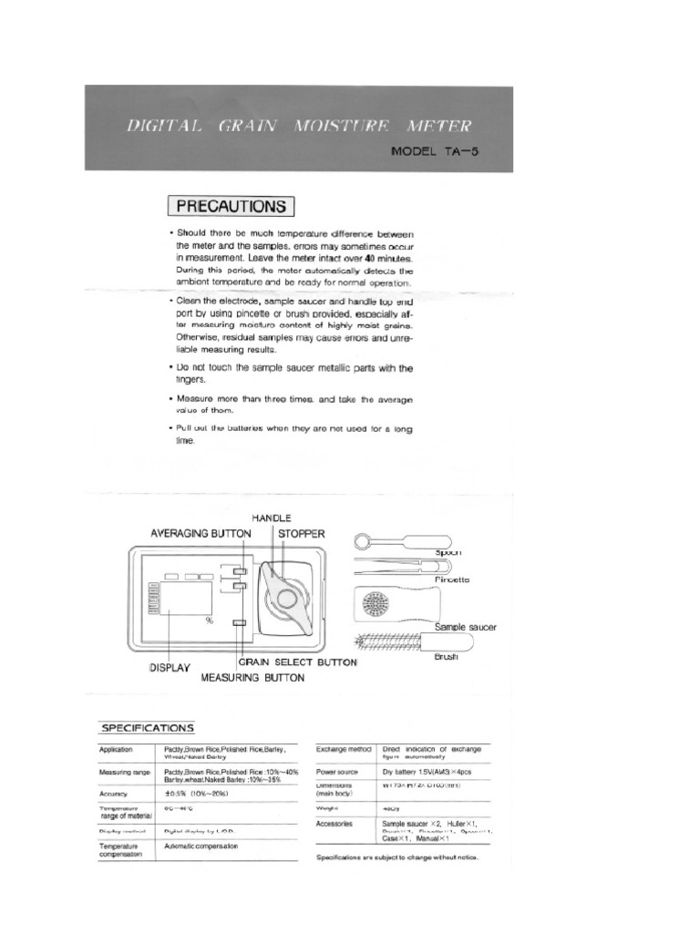 Manual Digital Moisture Meter PDF