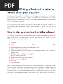 DELF A1: Writing A Postcard or Letter in French About Your Vacation