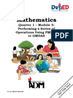 Mathematics: Quarter 1 - Module 5: Performing A Series of Operations Using PMDAS or Gmdas